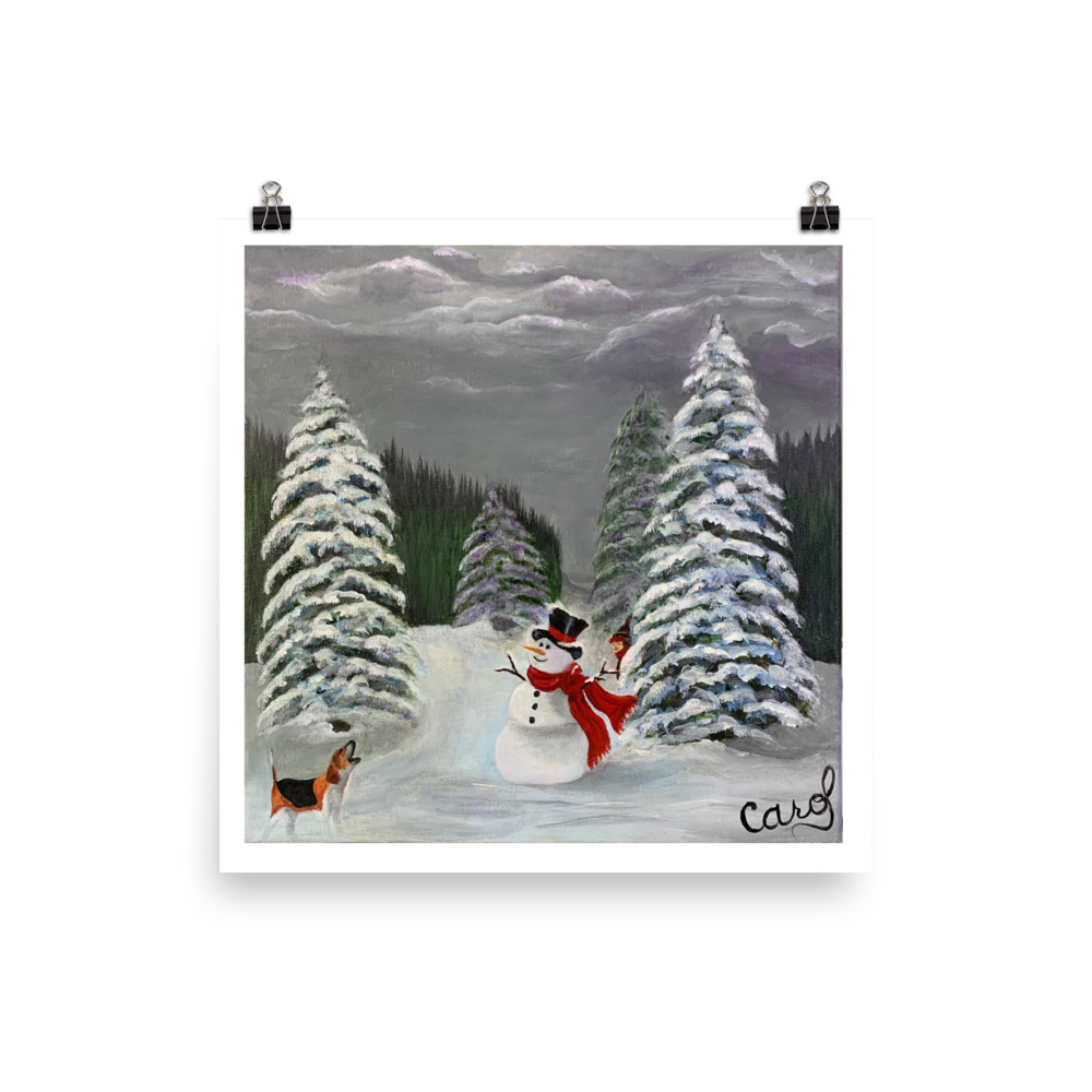 Snowman in the Forest Poster